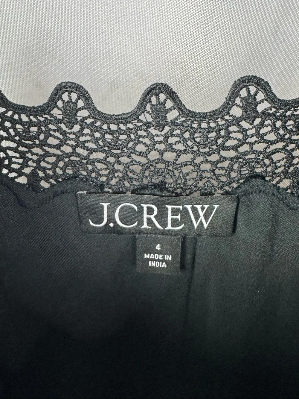 J. Crew Black Lace Trim Slip Dress Linen Midi Length 4
